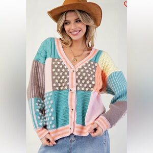64 ❤️ LAST ONE COLOR BLOCKED SWEATER CARDIGAN